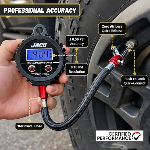 JACO ElitePro-X Digital Tire Pressure Gauge with Lightning Chuck - 200 PSI