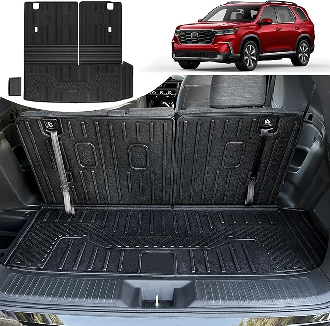 Cargo Mat for 2023-2025 2026 Honda Pilot, All Weather TPE Cargo Liner with Backrest Mat Interior Protection for Honda Pilot TrailSport Touring Elite EXL Black Edition Accessories