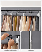 SONGMICS Portable Closet, Wardrobe Closet Organizer with Cover, 3 Hanging Rods and Shelves, 4 Side Pockets, 51.2 x 17.7 x 65.