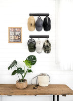 Mkono Hat Rack for Wall Wooden Baseball Caps Organizer with 20 Hooks Rustic Cowboy Hat Hanger Wall Mounted Caps Display Rack 