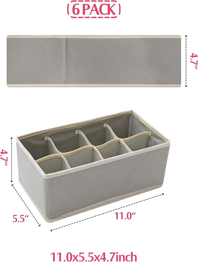 DIOMMELL Set of 6 Foldable Cloth Storage Box Closet Dresser Drawer Organizer Fabric Baskets Bins Containers Divider for Cloth