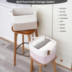 COMFY-HOMI Cotton Rope Woven Basket with Handles for Shelves,Toys,Book, Cloth Storage Baskets for Organizing-13.5" x 11" x 9.