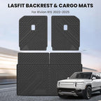 LASFIT Trunk Mat & Backrest Mats for Rivian R1S 2025 2024 2023 2022, All Weather TPE Custom Fit Cargo Liner for R1S Cargo Mat, Black, Easy to Clean