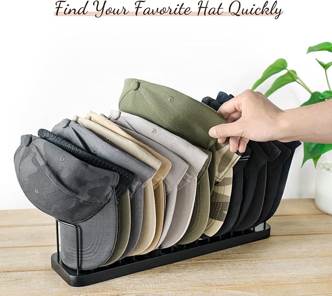 Mkono Hat Organizer for Baseball Caps, Hat Holder for 15 Baseball Caps, Tabletop Hat Rack Stand Hat Storage Display Cap Organ