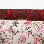 Small Storage Basket Organizer, Mini Fabric Floral Storage Baskets with Handle, Quilted Portable Collapsible Storage (J)