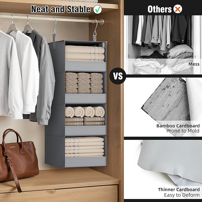 GRANNY SAYS 4-Shelf Hanging Organizer, Closet Hanging Shelves, Closet Hanging Storage Organizers, Organization for Bedroom, L