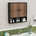 Bathroom Wall Cabinet,Wooden Medicine Cabinet with Fluted Doors Over The Toilet Storage Cabinet with Adjustable Shelf for Bat