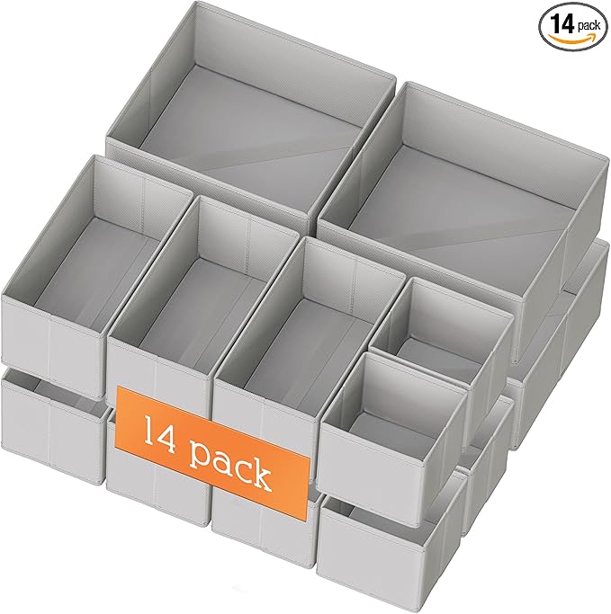 Criusia Drawer Organizer Clothes, 14 Pack Dresser Organizer for Baby Clothes, Underwear, Sock- Foldable Closet Organization a