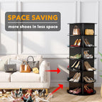 SpaceAid 6 Tier Rotating Shoe Rack Tower, Spinning Shoe Display Lazy Susan, Revolving 360 Shoe Rack Storage Round Carousel, V