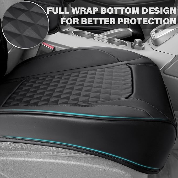 CAR PASS 2Pack Front Car Seat Covers Leather Memory Foam Water Proof Seat Protector Universal Fit for Cars SUVs Trucks Most V