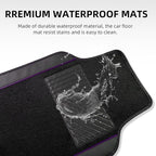 NBTEPEM Waterproof Universal Fit Car Floor Mats, Faux Leather Sporty Car Carpet Mats with Anti-Slip Nibbs Backing & Driver Heel Pad Fit for SUV, Vans, Sedans, Trucks, Set of 4 (Black with Purple line)