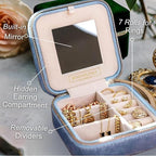 Benevolence LA Plush Velvet Jewelry Box | Travel Jewelry Case Organizer with Mirror | Featured in Oprah's Favorite Things | B
