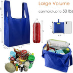 BeeGreen Blue Reusable Grocery Bags Wholesale Blue Reusable Kitchen Bags Bulk Foldable-Machine Washable with Zipper Storage Pouch 20 Packs