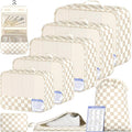 BAGAIL 9 Set Packing Cubes with Packing List Luggage Packing Organizers for Travel Accessories (Khaki checkered)