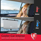 Firestone 2 Pack Retractable Car Window Sunshades - Blocks 99% UV Rays, Lightweight & Compact Car Side Window Screen with Automatic Retract Button, Blocks Glare & Heat, Gray