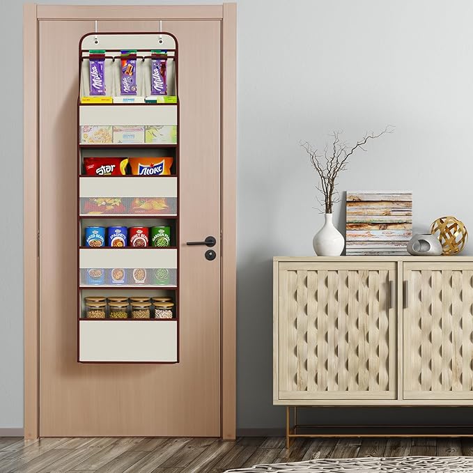 Univivi 5-Shelf Fabric Door Storage Over Door Hanging Organizer with 4 Large Pockets and 3 Small PVC Pockets Nursery Closet C