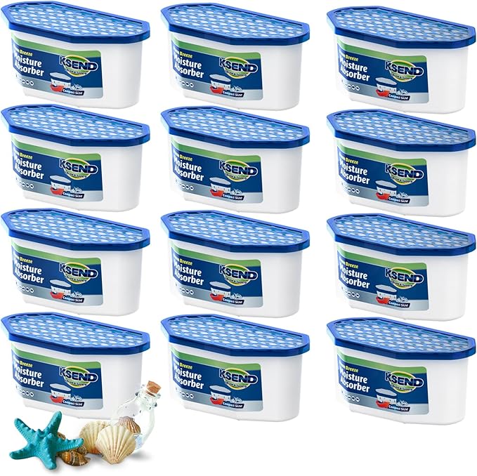 Moisture Absorbers, 12 Pack, Compact Dehumidifier for Closet, Efficient Humidity Absorber Boxes, Moisture Absorber for