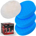 Blue Polish Pad, 3Pcs 5.5 Inch Face for 5 Inch Buffing Polishing Pads and Woolen Pads 125mm Backing Plate Compound Buffing Sponge for Car Buffer Polisher Compounding, Polishing and Waxing