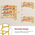 Tajsoon Expandable Shoe Rack for Closet 4 Tier, 29“-41“Adjustable & Stackable Shoe Shelf Storage, Metal Shoe Rack Organizer f