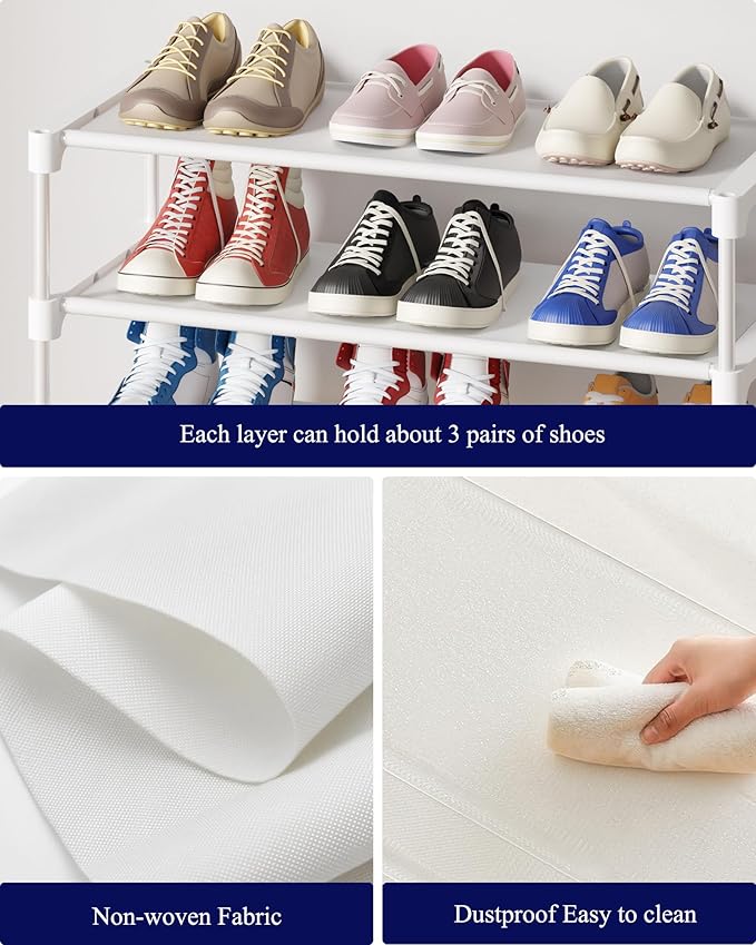 Kitsure Shoe Rack - Non-Woven Shoe Rack Shelf, Shoe Organizer for Closet, Entryway, Garage & Corridor, Stackable Shoe Shelves