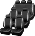 CAR PASS Bling Diamond Car Seat Covers, Shining Rhinestones Waterproof Faux Leather, 7 Seats 3 Rows with Zipper Glitter Crystal Sparkle Strips Universal Fit 95% MPV,SUV,CAR for Women Girl, Silver
