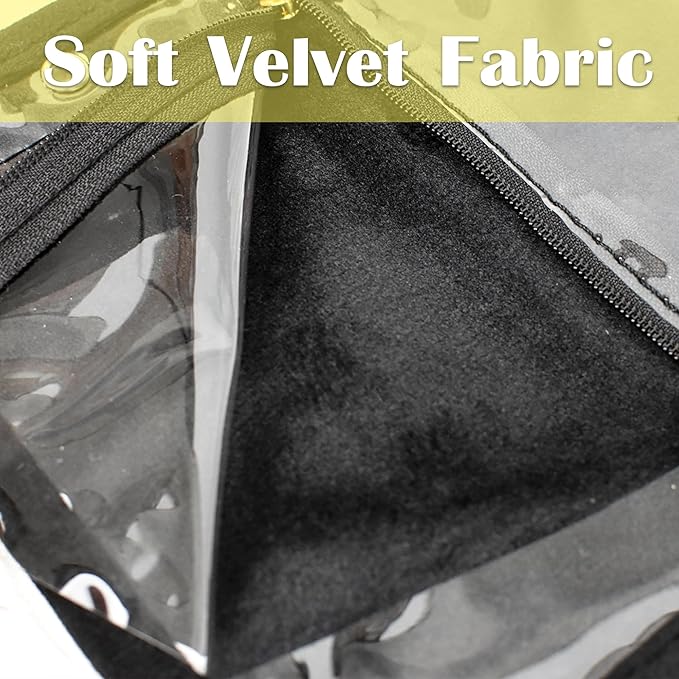 Travel Jewelry Organizer Case,Jewelry Bags for Traveling, Jewelry Binder with 24 Pcs Clear Zipper Velvet Pouches (Inner Pages