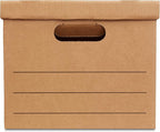 Amazon Basics Moving and Storage Boxes with Handles and Lift-Off Lids, File Storage, Collapsible, 15x10x12 in, Brown, 20-Pack