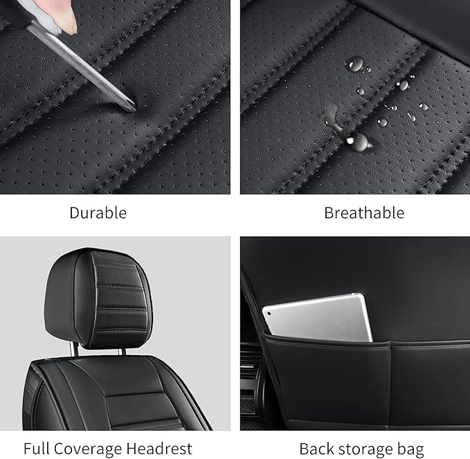 Car Seat Covers, Breathable Faux Leather Auto Seat Covers, Waterproof Automotive Seat Covers, Universal Vehicle Seat Covers f