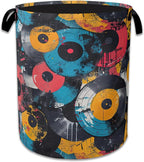 Music Graffiti Laundry Hamper Disc Collapsible Laundry Basket Clothes Toy Storage Bin for Bathroom Bedroom Room Decor 16 X 20
