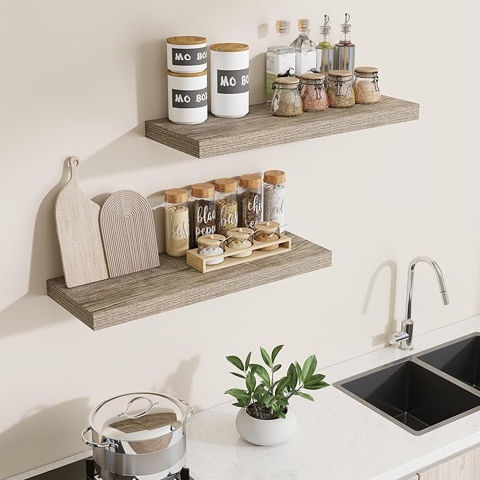 Dreamland 30 Inches Floating Shelves for Wall,8 Inch Deep Floating Shelves Set of 2, Large Display & Storage Shelf, Wall Shel