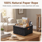 StorageWorks Wicker Basket with Handle, Wicker Storage Baskets for Organizing, Decorative Storage Baskets for Shelves, Paper 