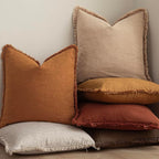 Foindtower Set of 2 Decorative Linen Fringe Lumbar Throw Pillow Covers Boho Farmhouse Cushion Cover with Tassels Soft Accent 