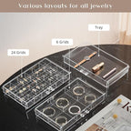 ProCase Acrylic Earrings Holder Organizer Box, Large Clear Earring Jewelry Storage Transparent Stackable Drawers Jewelry Disp