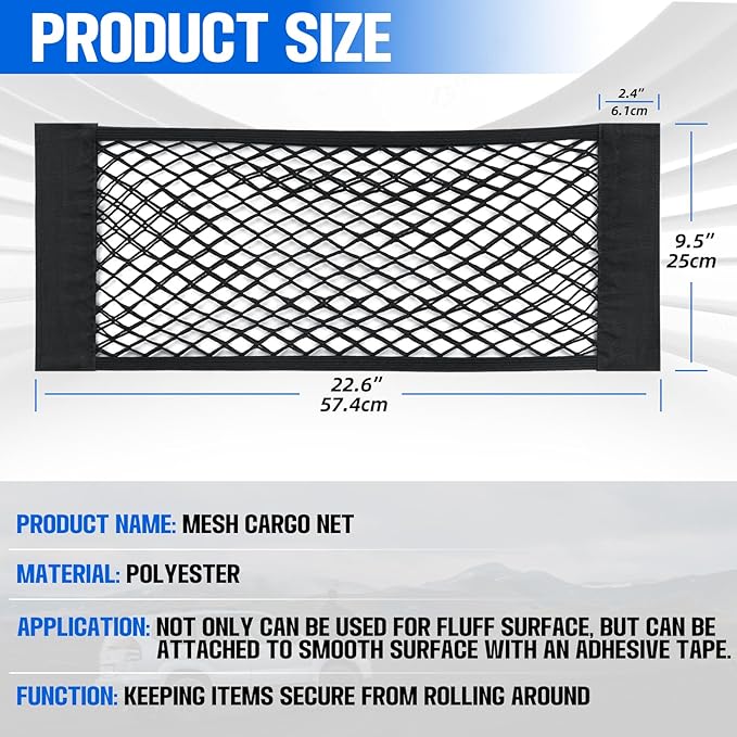 2 Packs Universal Mesh Cargo Net,Elastic Car Storage Net Pocket Bag for Trunk,Automotive Cargo Nets Storage Pouch Add On Orga