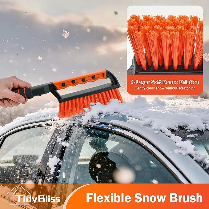 Ice Scraper and Snow Brush for Car Windshield, 24.8 inches Aluminum Frost Remover with Ergonomic Foam Grip for SUV Truck Glass Window (Orange)
