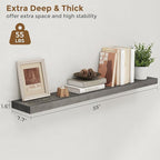 Marsmiles Floating Shelves for Wall - 55 Inch Rustic Grey Wood Floating Shelves Set of 1-55 Inch Wide x 7.7 Inch Deep x 1.6 I