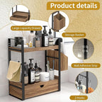 2-Tired Bathroom Counter Organizers and Storage, Bathroom Countertop Organizer with Drawer, Solid Wood Skincare Perfume Organ