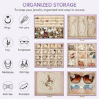 AKOZLIN 6-Tier Jewelry Box Organizer Functional 5 Drawers Leather Jewelry Storage Case for Women Girls Ring Necklace Earring 