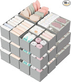 Criusia Drawer Organizers 18-Piece Set, Dresser Organizer for Baby Clothes, Foldable Closet Storage & Drawer Dividers for Und