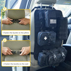Universal Tactical Car Seat Back Organizer Bag Tactical Molle Vehicle Organizers Panel Vehicle Protector Organizers with 4 Detachable Pouches for Car Truck Ford Jeep Vehicle (Black)