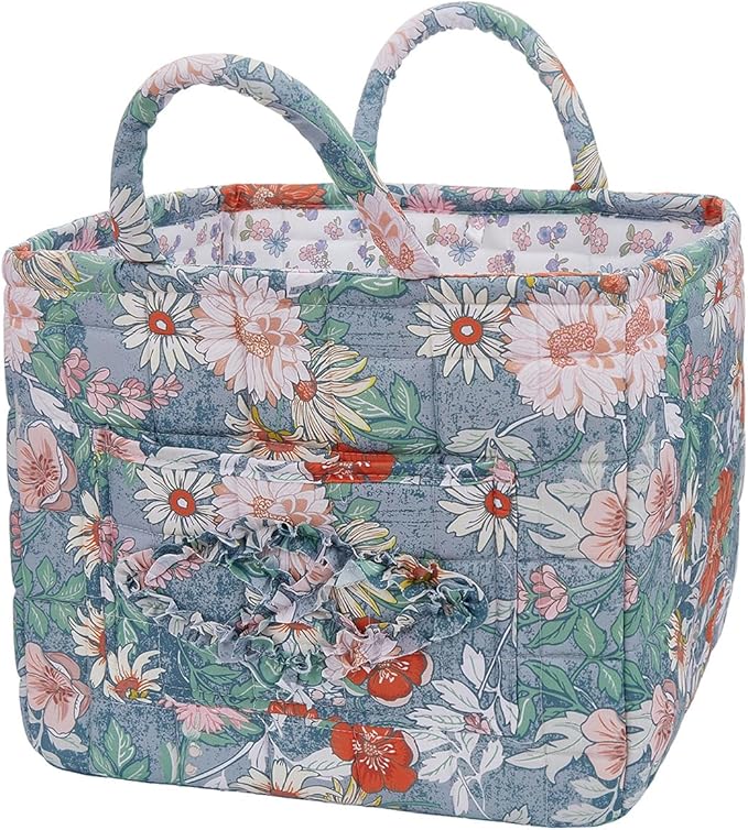 Boho Fabric Storage Basket, Large Capacity Laundry Basket, 12.2'' x 10.23'' x 10.23'' Collapsible Laundry Hamper with Easy Ca
