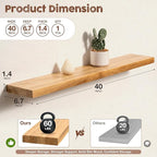fuqing Floating Shelves for Wall, 40 inch Rustic Solid Elm Wood Floating Shelves, Wooden Wall Shelves with Invisible Heavy Du