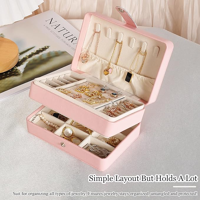 MODENGKONGJIAN Jewelry Organizer Box, 2-Layer Large Jewelry Storage Case, Portable Travel Jewelrys Display Holder for Earring