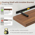 Fun Memories Floating Shelves for Wall 40 Inch Set of 3, Farmhouse Floating Shelves with Invisible Heavy Duty Bracket, 10 Inc