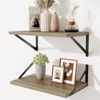 Floating Shelves for Wall,18" Wall Mounted Shelves Set of 2,Wood Floating Shelf with Bracket,Sturdy Metal Bracket Bookshelves