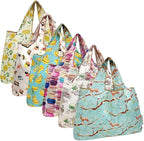 allydrew Large Foldable Tote Nylon Reusable Grocery Bags, 6 Pack