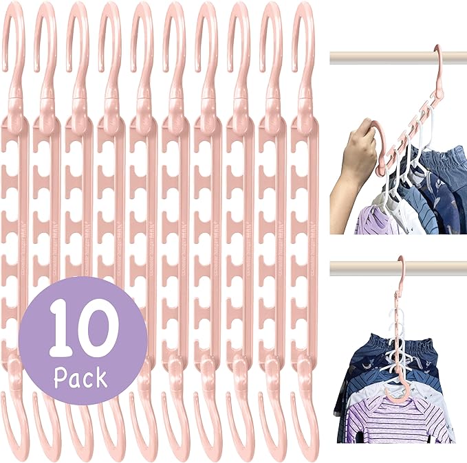 Wonder Hanger Max 10-Pack Space Saving Hangers, Reinforced Hooks Swivels 360°, Cascading Hanger, Teens, College Dorms, Kids &