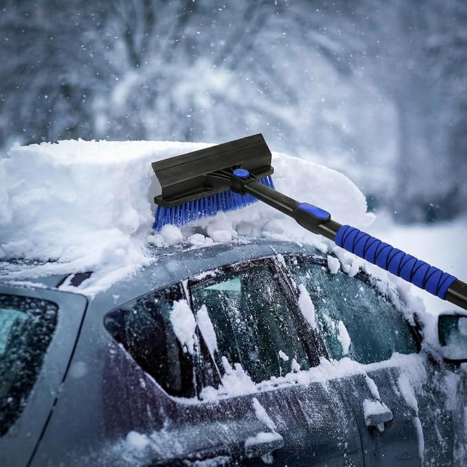 Snow Joe 45" Multi-Purpose Ice Scraper and Extendable Snow Brush for Car Windshield with Foam Grip and 360-Degree Pivoting Brush Head, SJEG-SB45S