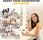 Asayuee 3-Tier Corner Bathroom Counter Organizer with Top Toothbrush Holders,Large Makeup Organizer Countertop with Brush Hol