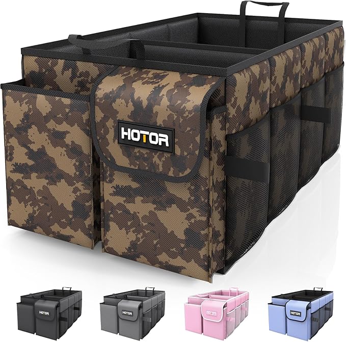 HOTOR Trunk Organizer - Car Organizer, Foldable Trunk organizer for SUVs & Sedans, Sturdy Car Organization for Car Accessories